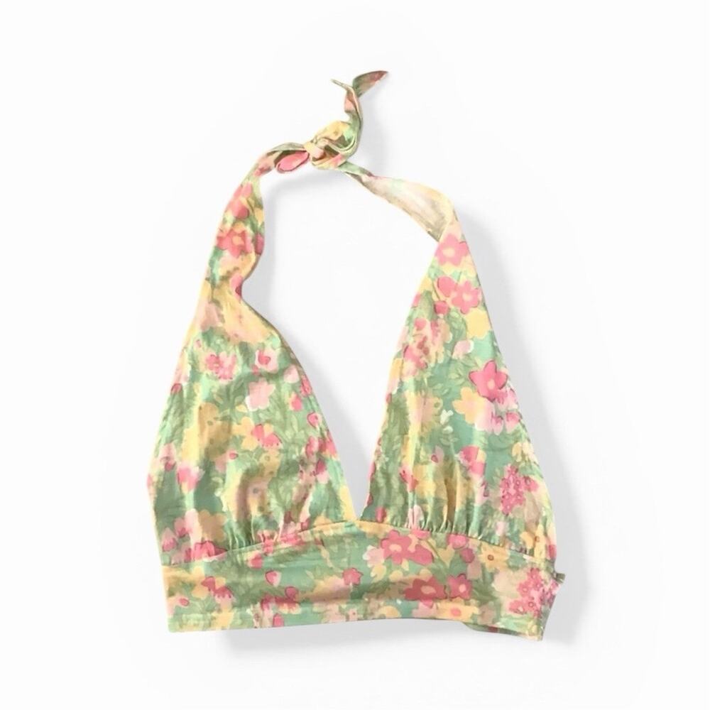 SHEIN Floral Halter Tie Neck Size M Spring Summer Top Retro Boho Y2K Style